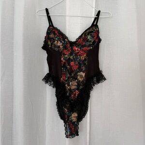 ✿ Vintage 90’s floral lace sheer lingerie bodysuit ✿